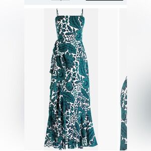 J. Crew Navy, Green and White Floral High Low Dress